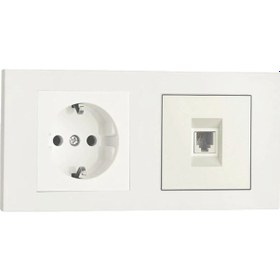 Resim Ovivo Grano Beyaz 2'li Set Topraklı Priz Ve Telefon Nümeris Cat3 