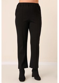 Resim By Saygı Beli Lastikli Yandan Cepli En Boy Likra Çımalı Büyük Beden Pantolon-35278-siyah Siyah 
