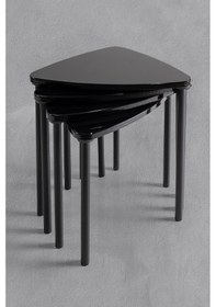 Resim Vıstro 4 Lü Ahşap Ayak Zigon Sehpa - Siyah 