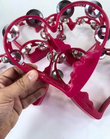 Resim Hobigram Fuşya Kalp Desenli Kına Gecesi Zilli Tef 1 Adet – Kına Eğlence Aksesuarı 