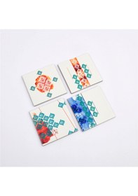 Resim Pıtrak 4'lü Seramik Bardak Altlığı Çok Renkli 