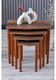 Resim Faymend Karaca 4lü Zigon Sehpa - Servis Sehpa - Yan Sehpa - Ceviz Ceviz 