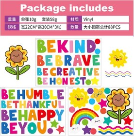 Resim Springsun Çocuk Odası İçin Renkli Pvc Duvar Çıkartmaları - 88 Parça Motifli Dekor Sticker 