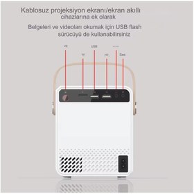 Resim Ren Shop Mi 1080P Taşınabilir Full HD LED LCD Video 4K Ev Sineması Android Projektör 