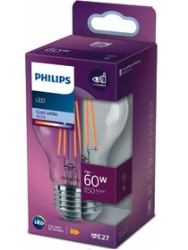 Resim Philips LED Classic Şeffaf Filament Ampul 7W 850 Lumen 4000K Gunışığı Işık A60 E27 Duy 