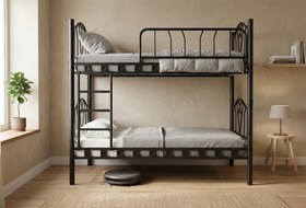 Resim Argimo Orkide Genç Çocuk Odası Metal Ranza ve Karyola - 90x190 / Siyah 
