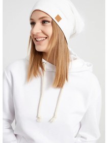 Resim Kadın Efsane Kürk Ponpon Detaylı Şapka Bere - Standart / Beyaz Beyaz 