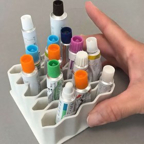 Resim 32 Bölmeli Hap Düzenleyici - Krem, Losyon ve Küçük Eşyalar için Çok Bölmeli İlaç Saklama Kutusu - Banyo, Makyaj Masası ve Masa Düzeni için İdeal, Çanta için Hap Kutusu, Banyo Düzenleyici, Şeffaf Bölmeler, Dayanıklı Plastik 