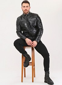 Resim NYC GİYİM TEKSTİL Hakiki Deri Şişme Tarzı Mont Siyah Renk 