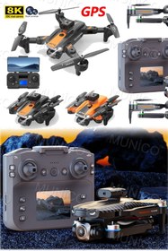 Resim Munico DJE Drone Profesyonel HD Çift Kamera Ekran Kontrollü Fırçasız Engellerden Kaçınma Optik Akış 8K 
