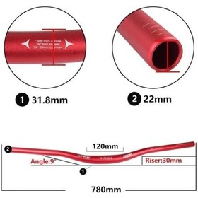 Resim Alüminyum Kırmızı 31.8 780mm Riser Mtb Gidon Kırmızı 