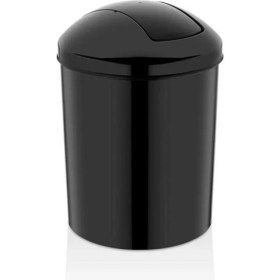 Resim Şık Siyah 15 Litre Tuvalet, Banyo, Mutfak ve Ofis Kelebek Kapaklı Çöp Kovası 