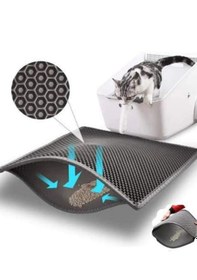 Resim Cemgizay Büyük Kedi Tuvaleti Önü Elekli Paspas - Kolay Kum Boşaltımı, Plastik, 60x42 Cm Siyah 