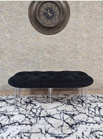 Resim Zafir Ufo Oturak Bench - Krom Kaplama Telli Ayak - Oturak - Bench - Puf - Yatak Ucu Pufu Siyah 