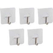 Resim Sevram Kendinden Yapışkanlı Şeffaf Askı Metal Kancalı Askılık 5 Adet 