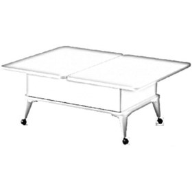 Resim ZERENLAND 1299 Tekerlekli Çift Çekmeceli Akıllı Sehpa, Sihirli Sehpa, Orta Sehpa, Laptop Masası 