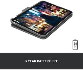 Resim Logitech Slim Folio Klavyeli iPad Kılıfı, iOS Kısayol Tuşları, iPad 10.9 inç 10. Nesil ile Uyumlu, Gri 