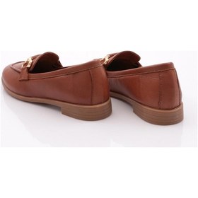 Resim Dgn 1853 Kadin Oval Burun Loafer Ayakkabi Koyu Taba 