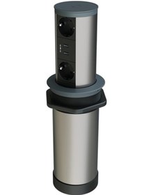 Resim Metalline® Tower-line Bas-Aç Masaüstü Priz Kutusu Usb - Antrasit 
