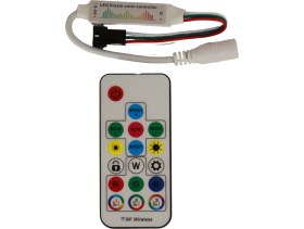 Resim Hazar Led SP104E Müzik Denetleyici WS2811-WS2812 Argb Pixel LED Kontrol Devresi 5-24V 17 Tuşlu Rf Kumanda 
