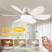 Resim 1 adet Akıllı LED Tavan Fanı Işığı, E26/E27 Taban Fan Işığı Uzaktan Kumanda, Zamanlayıcı, 6 Bıçak, 3 Rüzgar Hızı, Ayarlanabilir Parlaklık ve Renk Sıcaklığı LED Işık Yatak Odası, Mutfak, Oturma Odası, Depolama Odası, Garaj için 