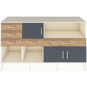 Resim Hyperion Konsol 2 Raflı 5 Çekmeceli 3 Kapaklı 176x44x99 Aytaşı-an Aytaşı-antrasit/çam 