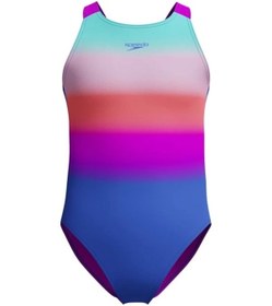 Resim Speedo Digital Baskı Kız Çocuk Yüzücü Mayosu Pembe-mavi Mor 