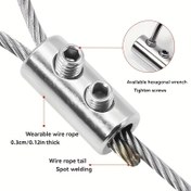 Resim 25 adet / 8 set sıkma anahtarı ile ayarlanabilir kendinden kilitlemeli bağlantı elemanı, paslanmaz çelik tel kablo kilitleme klipsi, çift delikli bağlama, teleskopik sıkıştırma sabitleme, ev dekorasyonu kilidi için kullanılır, pil gerektirmez 