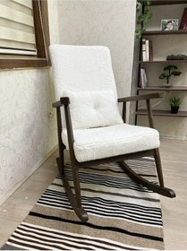 Resim Asedia Trend Ceviz Teddy Krem Sallanan Sandalye 