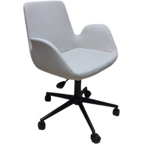 Resim Bilgisayar Sandalyesi Büro Koltuğu Döküm Süngerli Krem Keten Kuma 