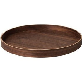 Resim Yuvarlak Tepsi, Ceviz MeridyenDukkan 42 cm Kahverengi Sunumluk Se 