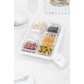 Resim Depa Akrilik Beyaz 6lı Kapaklı Kahvaltılık Kahvaltı Seti Kahvaltı Saklama Kabı ( Cam Değildir ) 