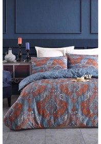 Resim Kolay Ütülenir Nevresim Takımı Tek Kişilik Hitit Lacivert Lacivert 