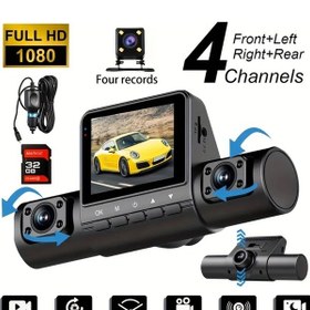 Resim Cordial 2025 En Son 4 Kanallı Araç Kamerası Black 4 Camera With 32gb Card 1080p Hd 360 Görüş Gece Görüşü Döngü Kayıt 7/24 Park Modu 
