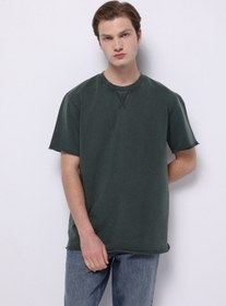 Resim Comfort Fit Yuvarlak Yaka Düz Erkek Yeşil Kısa Kol Tişört Colin's