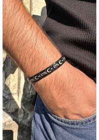 Resim Ay Yıldızlı Göktürkçe Türk İtalyan Charm Unisex Çelik Bileklik Scb60 Siyah 