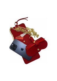 Resim Bideri Slım Telefon Ve Gözlük Çantası Düz Siyah & Gold 