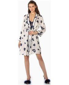 Resim Pierre Cardin 2406 Kadın Saten Emprime Gecelik&sabahlık Takım - Lacivert Lacivert 