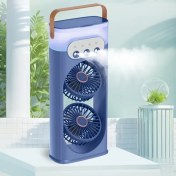 Resim Çift Başlıklı Sis Fanı, 3'ü 1 Arada Çok Fonksiyonlu USB Gücü ile, Nemlendirme ve Hava Dolaşımı, 180° Geniş Açılı Hava Akışı, 3 Hız Ayarlı, 3 Nozul Tasarımı, Büyük Kapasiteli Çıkarılabilir Su Tankı, Taşınabilir Kolu, Uyku Bakımı için Zamanlayıcı Kapatma, Yaz Hediyesi 