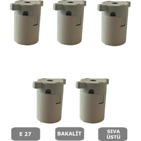 Resim Conana Sıva Üstü Duy E27 Vidasız Geçmeli Donanma Duyu Bakalit Beyaz (250V-4A) 5 Adet 