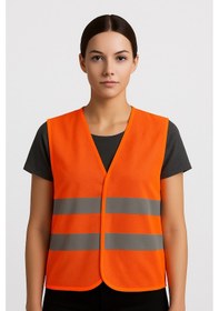 Resim Reflektörlü Fosforlu Turuncu İş Güvenliği İşçi Yeleği 