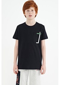 Resim Tommylife Tommy Life Lacivert Cep Detaylı O Yaka Standart Kalıp Erkek Çocuk T-shirt - 11120 Lacivert 