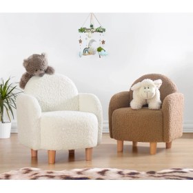 Resim Lorence Home Moylo Beyaz Çocuk Koltuğu Modern Tasarım Suni Kürk Malzeme ile Estetik Konfor 
