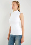 Resim Sevim Kadın Beyaz Cotton Balıkçı Yaka Bluz 