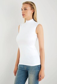 Resim Sevim Kadın Beyaz Cotton Balıkçı Yaka Bluz 