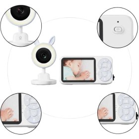 Resim Karşılıklı Sesli Bebek Kamerası 4x Zoom Sıcaklık Sensörlü 