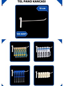 Resim 15 Cm - 100 Adet Beyaz Tel Pano Kancası Raf Askısı Beyaz 