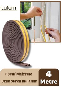 Resim 4 Metre Kahve Pvc Doğrama Kapı Pencere Soğuk Geçirmez Sızdırmaz İzolasyon Fitil Yapışkanlı 2x2 4 Mt 4 M 
