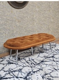 Resim Zafir Ufo Oturak Bench - Krom Kaplama Sivriltme Ayak - Oturak - Bench - Puf - Yatak Ucu Pufu Turuncu 