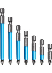 Resim Symbee Elektrikli Tornavida Ucu Seti, 7'li Çapraz Tip, Kayma Engellli, Güçlü Mıknatıslı 25mm-50mm-65mm-70mm-90mm-127mm-150mm Profesyonel Metal Uçlar 